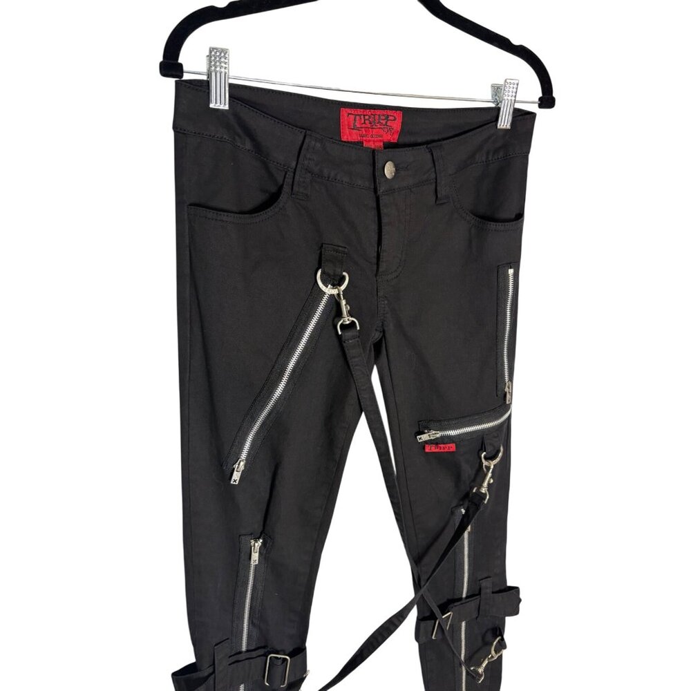 Tripp NYC Black Skinny Buckle Strap Zip Detail Pants - Picture 4 of 16
